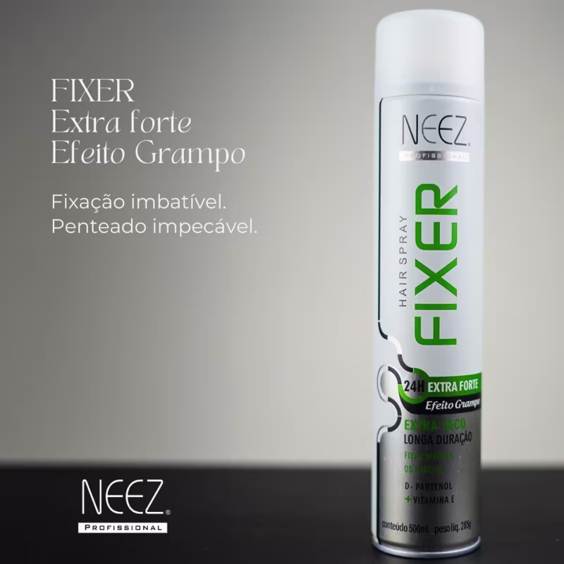 Kit 4 Spray Fixador De Cabelo Profissional Neez Laque Extra Forte Efeito Grampo 24 Horas 400ml