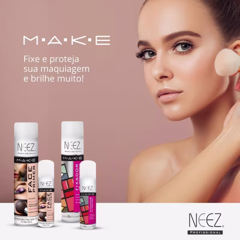 Kit 4 Primer Maquiagem Spray Neez Profissional Alta Fixação Make A Prova D'agua Facial 300ml