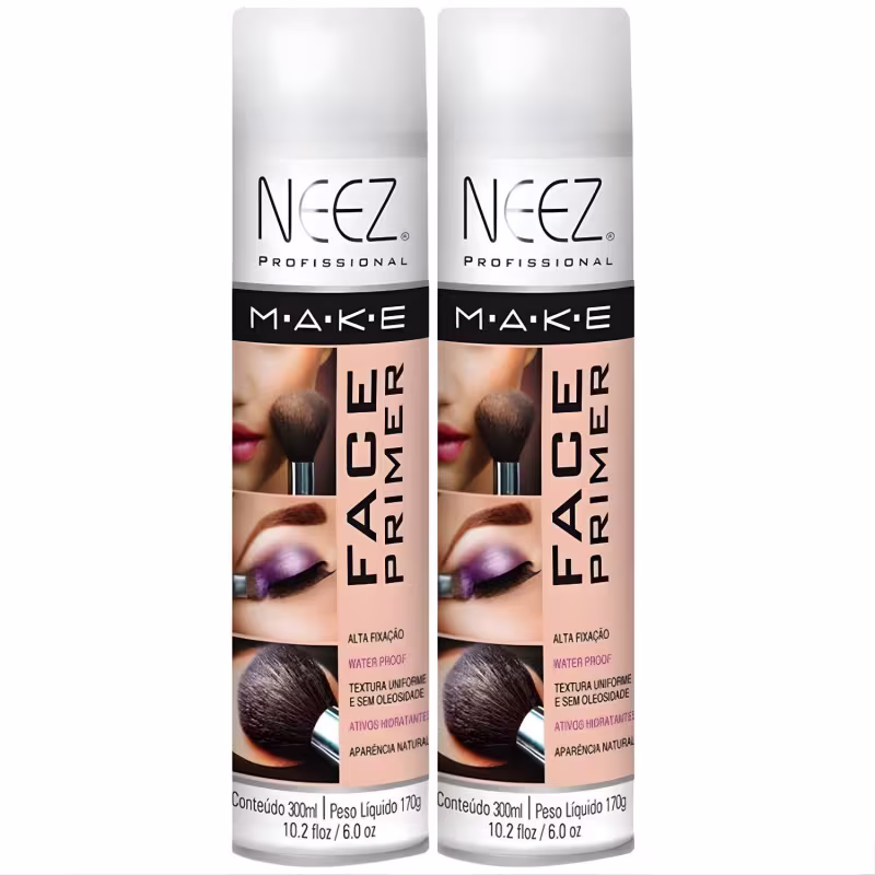 Kit 2 Primer Maquiagem Spray Neez Profissional Alta Fixação Make A Prova D'agua Facial 300ml