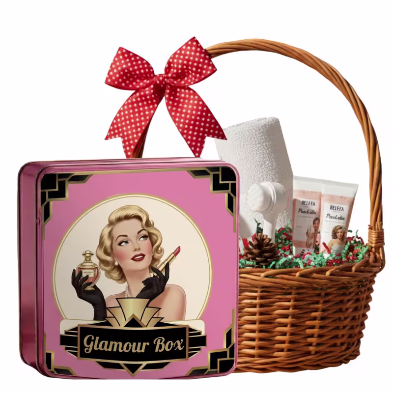 Kit Presente Glamour Box Skincare e lata rosa