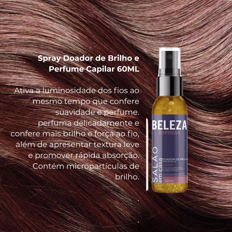 Kit secador 5 em 1 spray de brilho e perfume Beleza Express