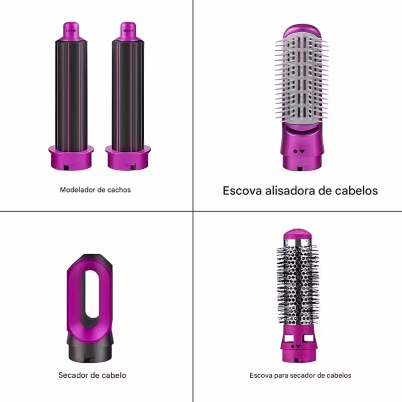 Kit secador 5 em 1, spray de brilho e modelador triondas