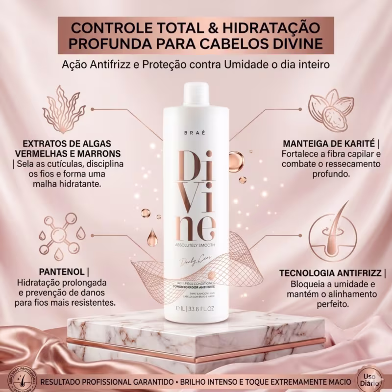 Braé Divine Kit Shampoo, Condicionador e Máscara Antifrizz Grande