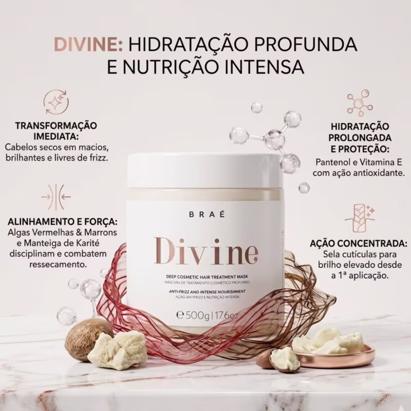 Braé Divine Kit Shampoo, Condicionador e Máscara Antifrizz Grande
