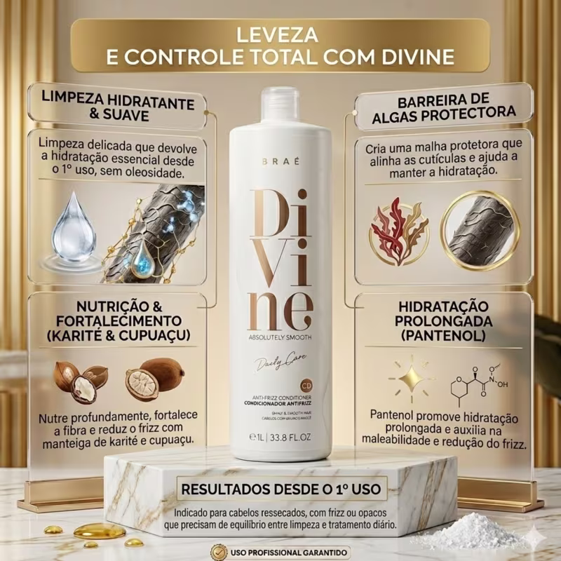 BRAÉ Divine Kit Shampoo e Condicionador Hidratação Antifrizz 1L