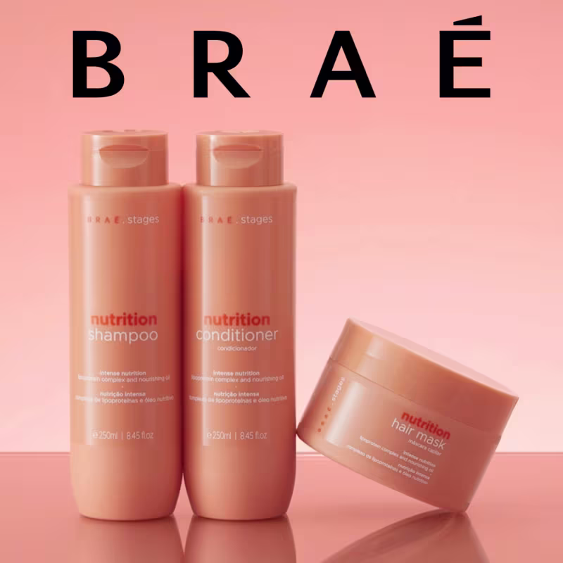 Kit Shampoo e Condicionador BRAÉ Stages Nutrition + Spray Finalizador 260ml