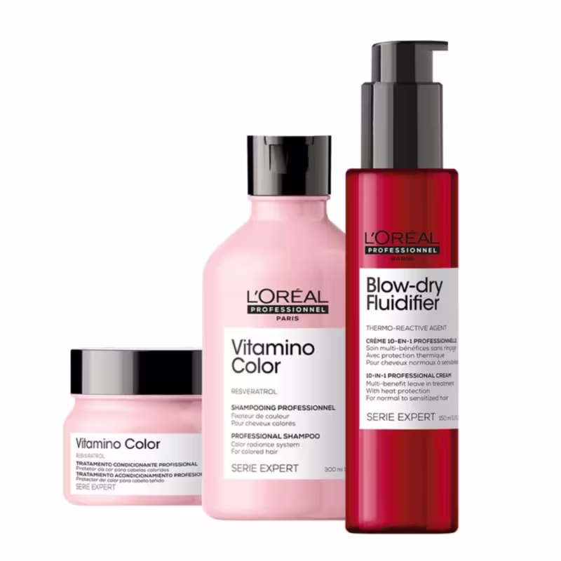 Kit L'Oréal Professionnel Vitamino Color Resveratrol Blow Dry Fluidifier (3 produtos)