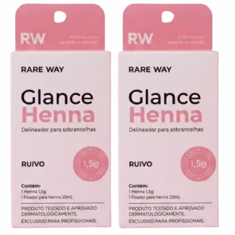 Kit 2 Henna Glance Cor Ruivo Rare Way 1,5g