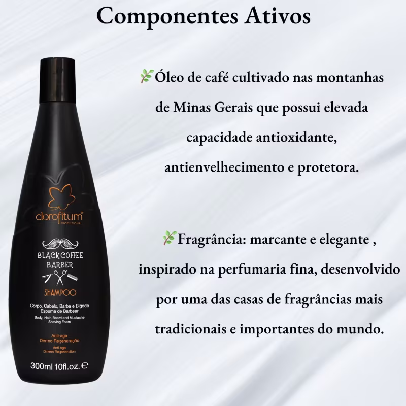 Kit Black Coffee Barber Shampoo 300ml + Condicionador 230ml Clorofitum