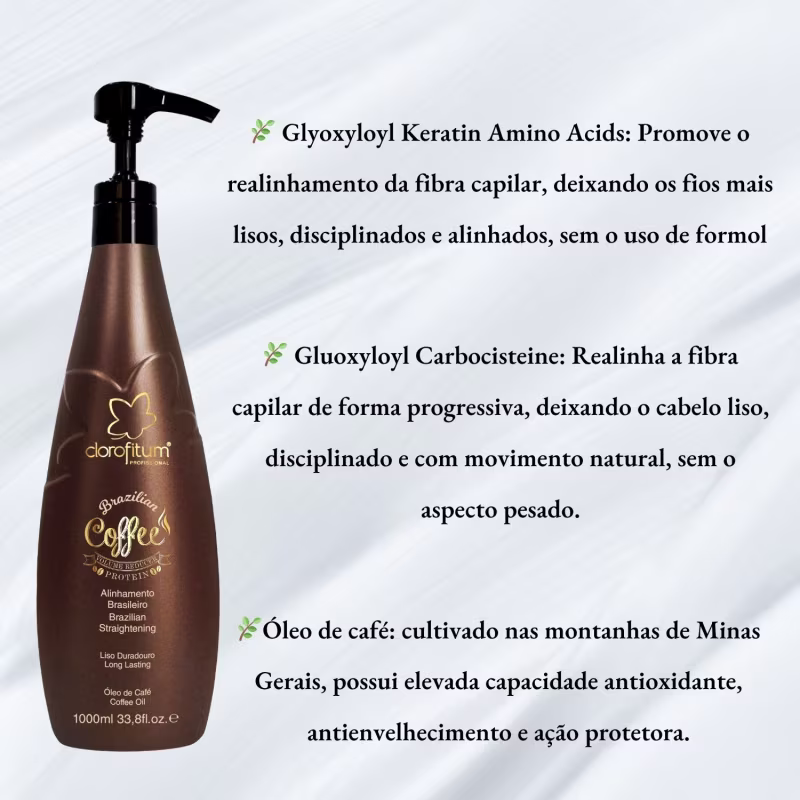 Kit Brazilian Coffee Progressiva 1 Litro Shampoo 1 Litro Máscara 500g Clorofitum