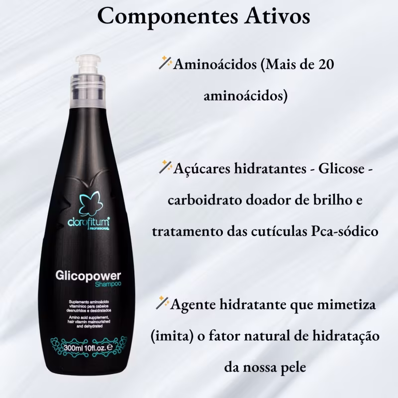 Kit Glicopower  Shampoo 300ml + Botulínica Pedras Preciosas Clorofitum