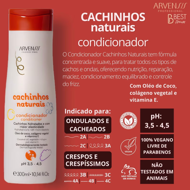 Kit Shampoo Condicionador Gelatina Arvensis Cachinhos Naturais Linha Infantil Vegano Sem Sulfato