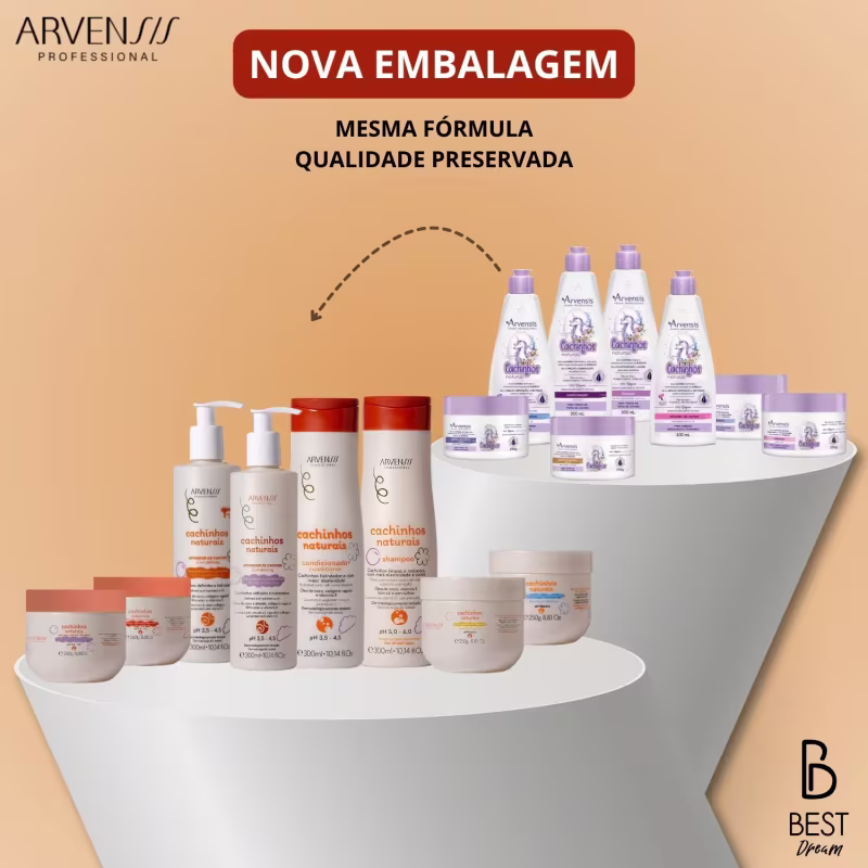 Kit Arvensis Cachinhos Naturais Linha Infantil 4 Produtos C/ Ativador Completo Crespo Vegano