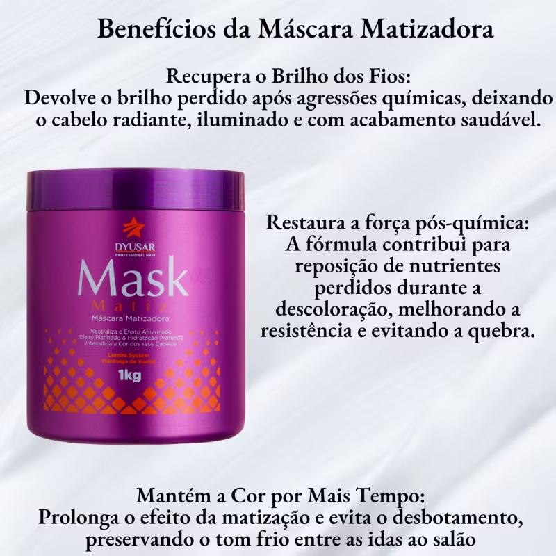 Kit Hidratação Reconstrução e Matizador Profissional Para Loiras Dyusar