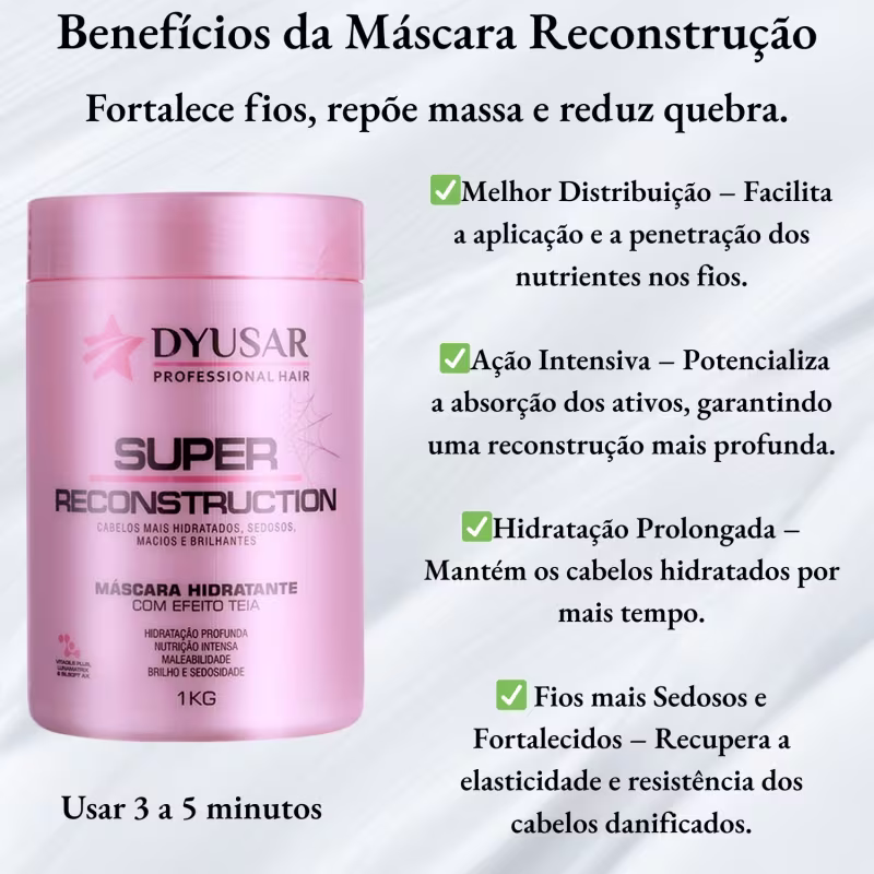 Terapia Capilar KIT Hidratação+Reconstrução+Nutrição DYUSAR Cromograma Capilar