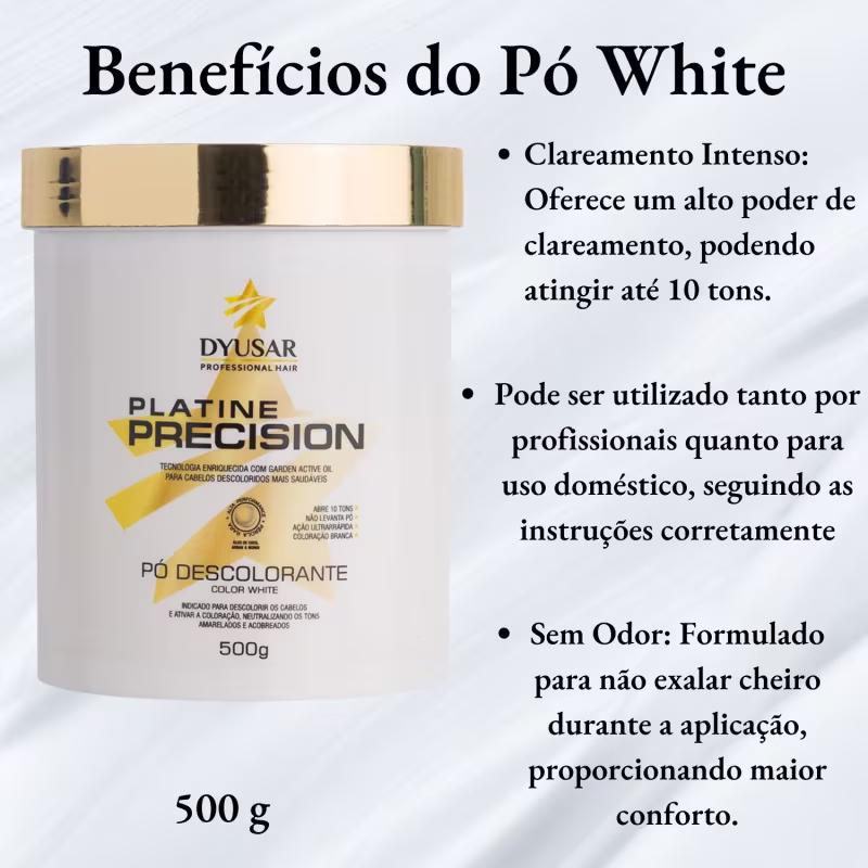 Kit 2 Po Descolorante Platine Precision White Dyusar 500g