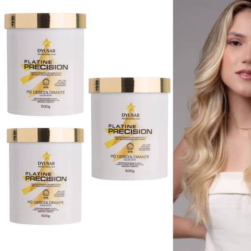 Kit 3 Po Descolorante Platine Precision White Dyusar 500g