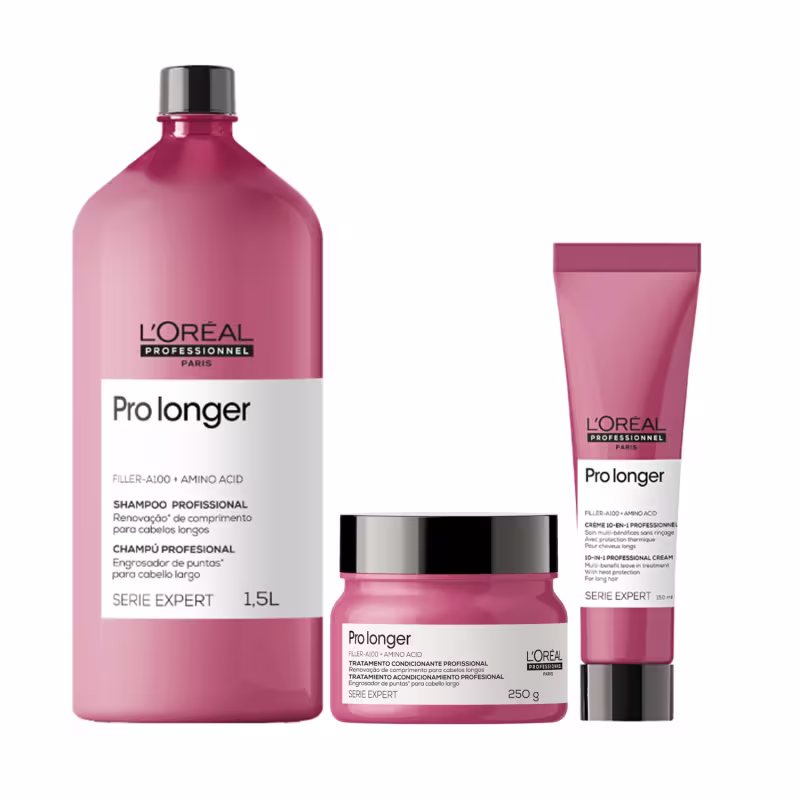 Kit Loreal Pro Longer Shampoo 1500ml + Leave-in 150ml + Máscara 250ml