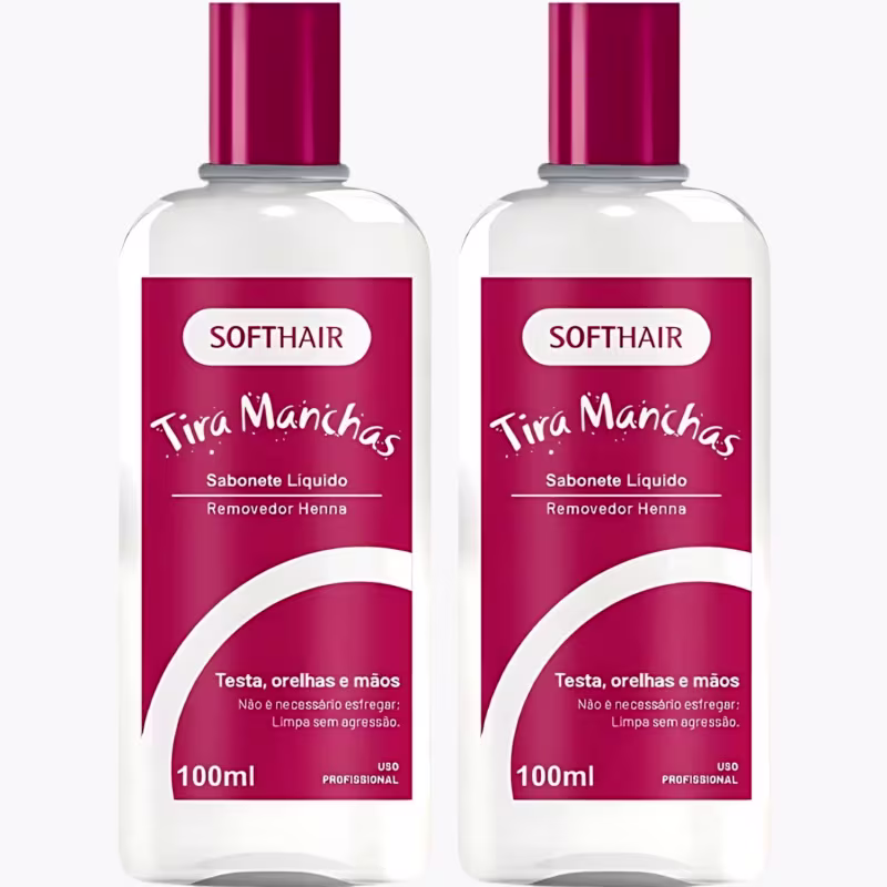 Kit 2 Sabonete Liquido Tira Manchas Removedor Henna Testa Orelhas E Mãos Suaveness Soft Hair 100ml