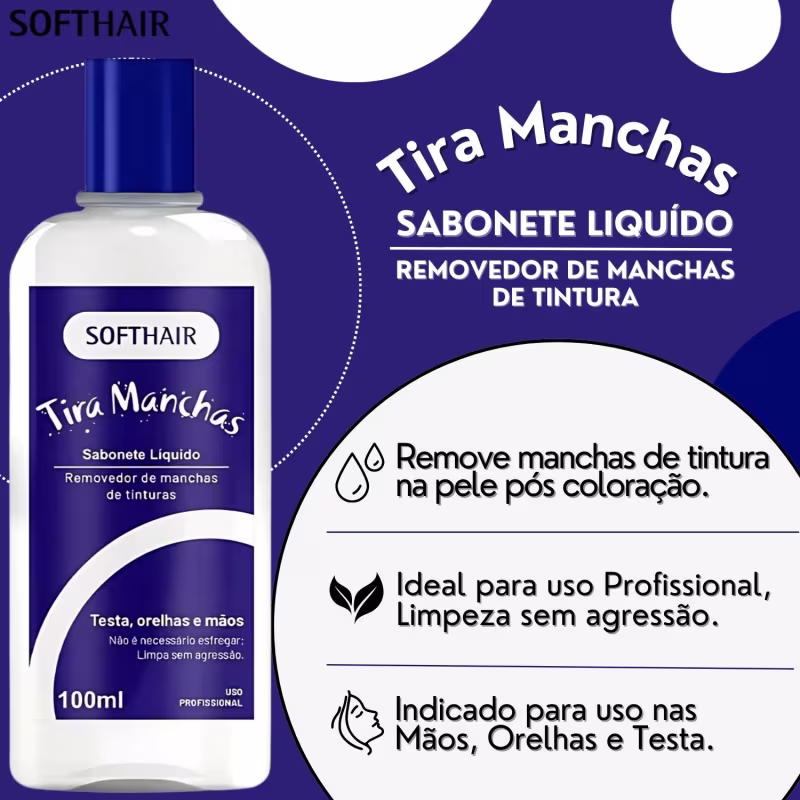 Kit 5 Sabonete Liquido Tira Manchas Soft Hair Pele E Mãos Removedor De Tintura Profissional 100ml