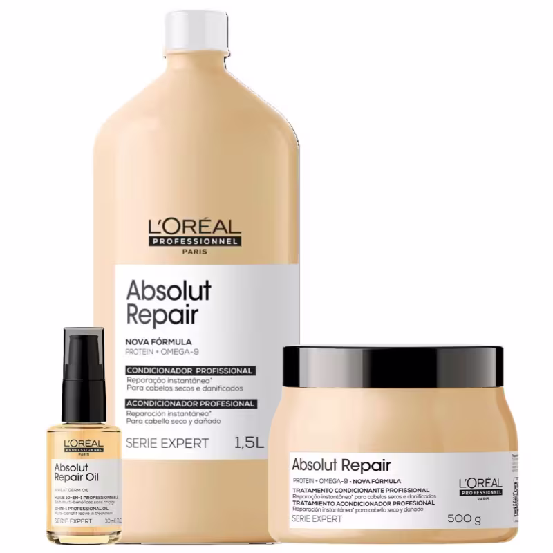 Trio L'Oréal Professionnel Absolut Repair Protein + Omega-9 Condicionamento Total (3 Produtos)