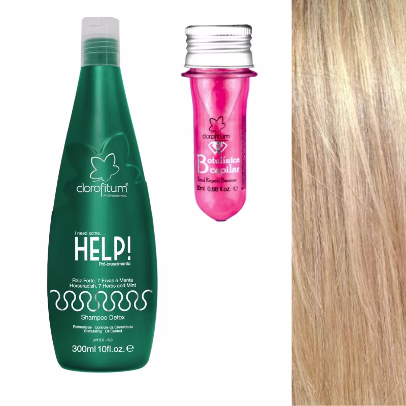 Kit  Help Pró Crescimento Shampoo 300ml  + Botulínica Capilar Clorofitum 20ml Clorofitum