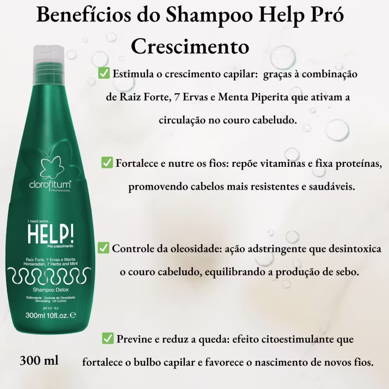Kit  Help Pró Crescimento Shampoo 300ml  + Botulínica Capilar Clorofitum 20ml Clorofitum