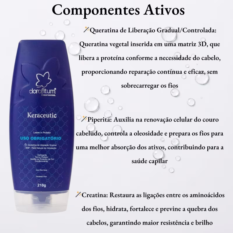 Kit Queratina Keraceutic Shampoo 300ml  + Leave-in 210ml Clorofitum