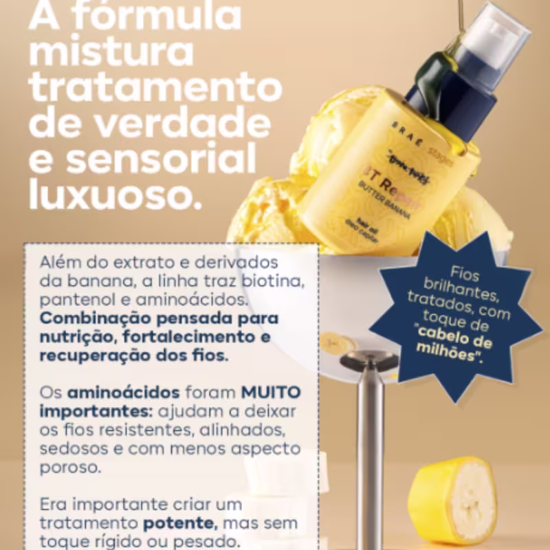 Kit Braé Stages By Bruna Tavares Óleo Condicionante Repair Butter Banana 60ml + Máscara Condicionante Repair Butter Banana 200g
