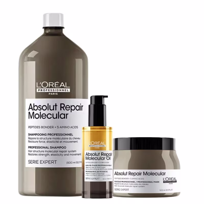 Trio L'Oréal Professionnel Absolut Repair Molecular Oil Salon (3 produtos)