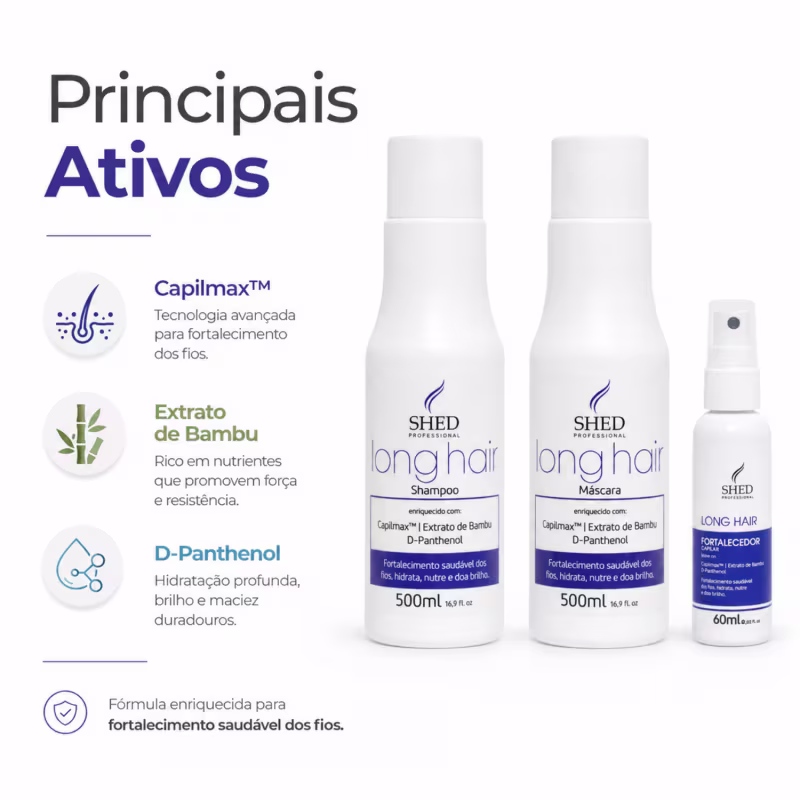 Kit Long Hair Shed Professional: Hidratação, Fortalecimento e Prevenção a Queda