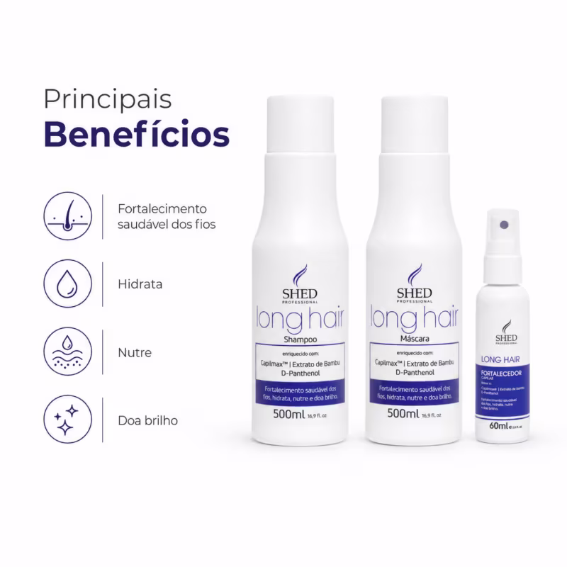 Kit Long Hair Shed Professional: Hidratação, Fortalecimento e Prevenção a Queda