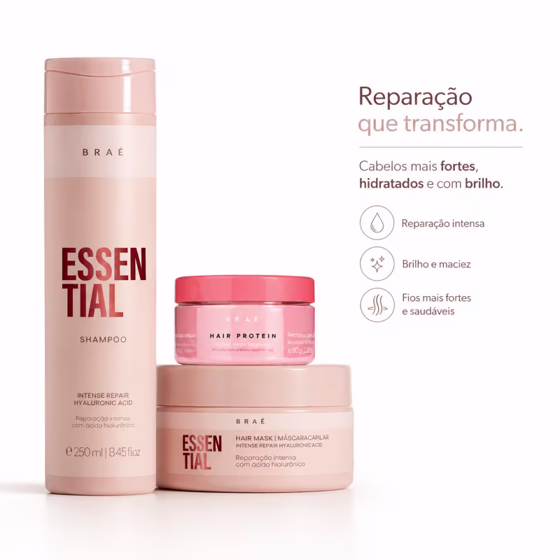 Kit Braé Essential e Hair Protein (3 produtos)