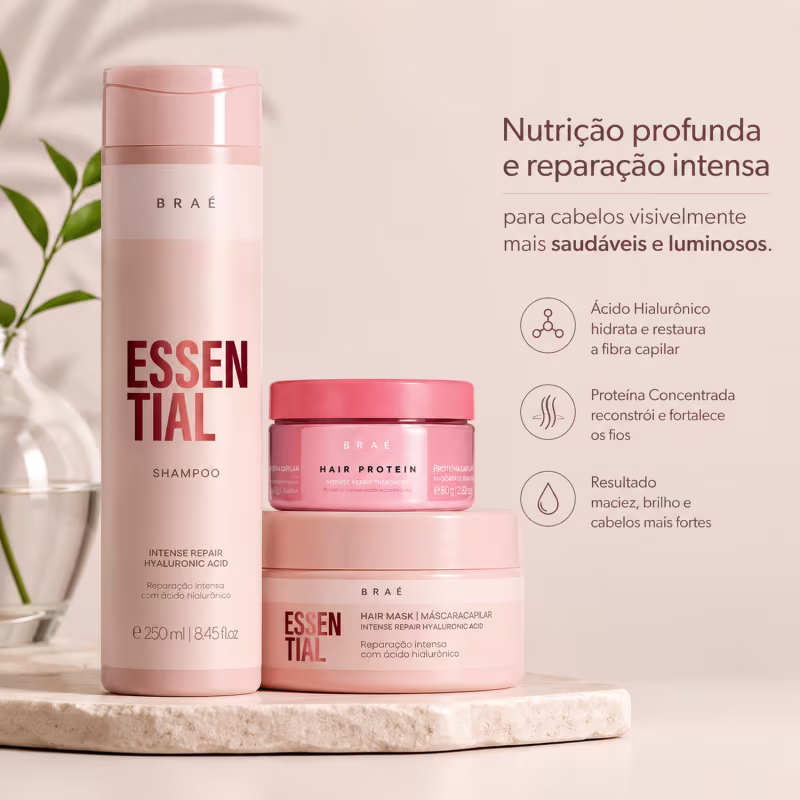 Kit Braé Essential e Hair Protein (3 produtos)
