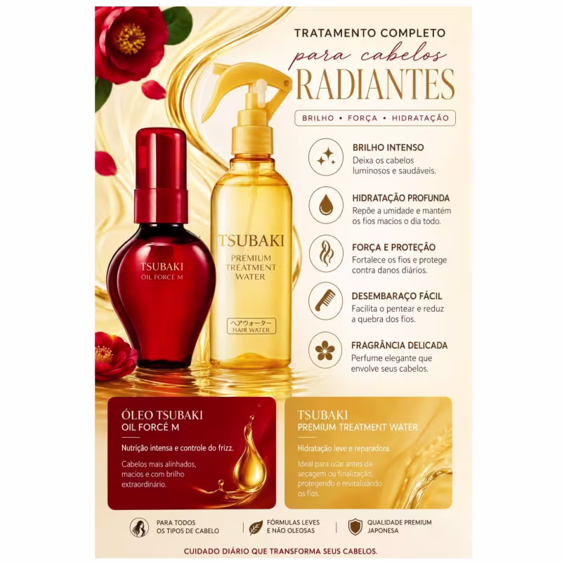 Tsubaki Óleo Camellia 60ml + Finalizador Water 210ml