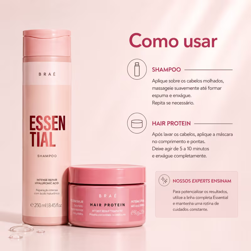 Kit Braé Essential Shampoo e Hair Protein (2 produtos)