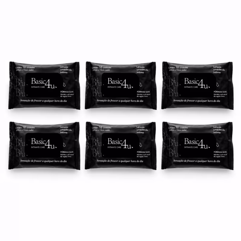 Kit Basic4u: 6 Lenços Umidecidos Íntimos Higiene e Frescor
