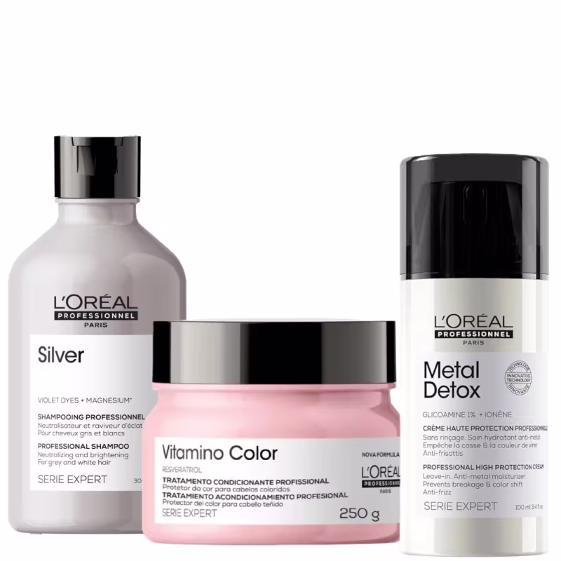 Trio L'Oréal Professionnel para Cabelos Grisalhos ou Coloridos (3 Produtos)
