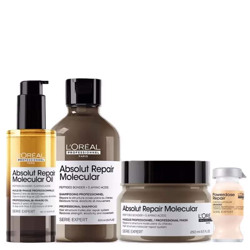 Quarteto L'Oréal Professionnel Absolut Repair Molecular Oil Protein for Home (4 produtos)