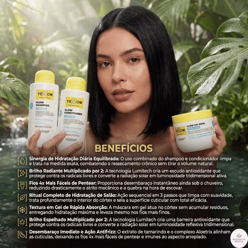 Shampoo Condicionador 500ml e Máscara 300ml Yellow Hydra Care