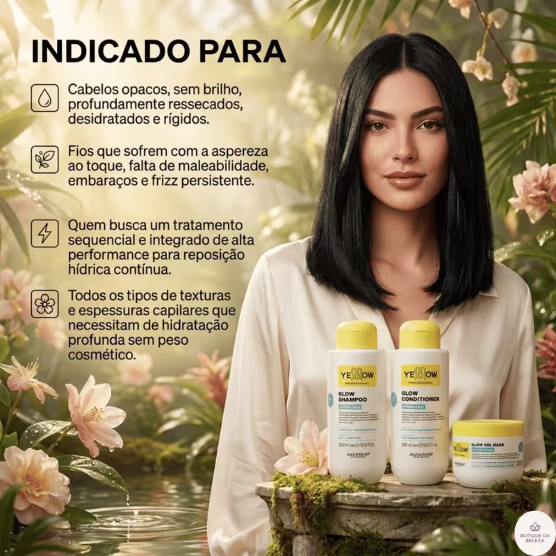Shampoo Condicionador 500ml e Máscara 300ml Yellow Hydra Care