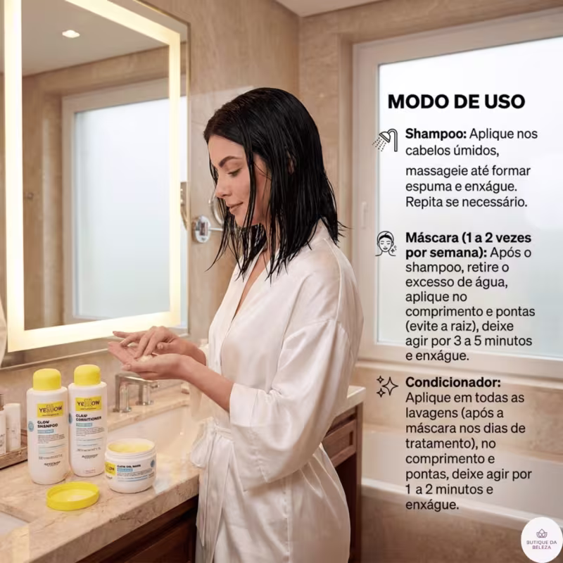 Shampoo Condicionador 500ml e Máscara 300ml Yellow Hydra Care