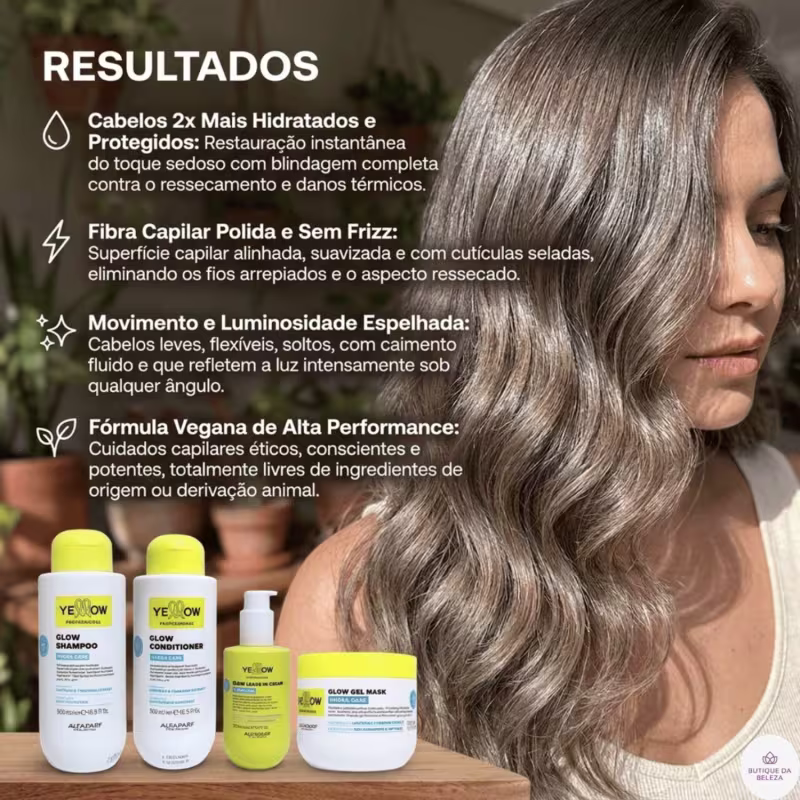 Shampoo Condicionador 500ml Máscara 300ml e Leave in 150ml Yellow Hydra Care