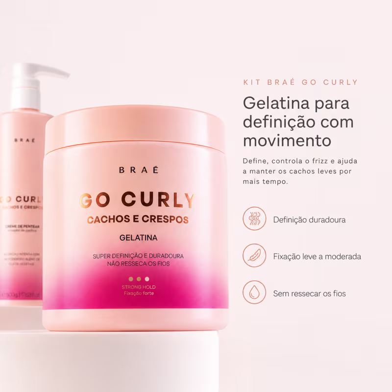 Kit Braé Go Curly Cachos e Crespos Ativador + Gelatina 500ml