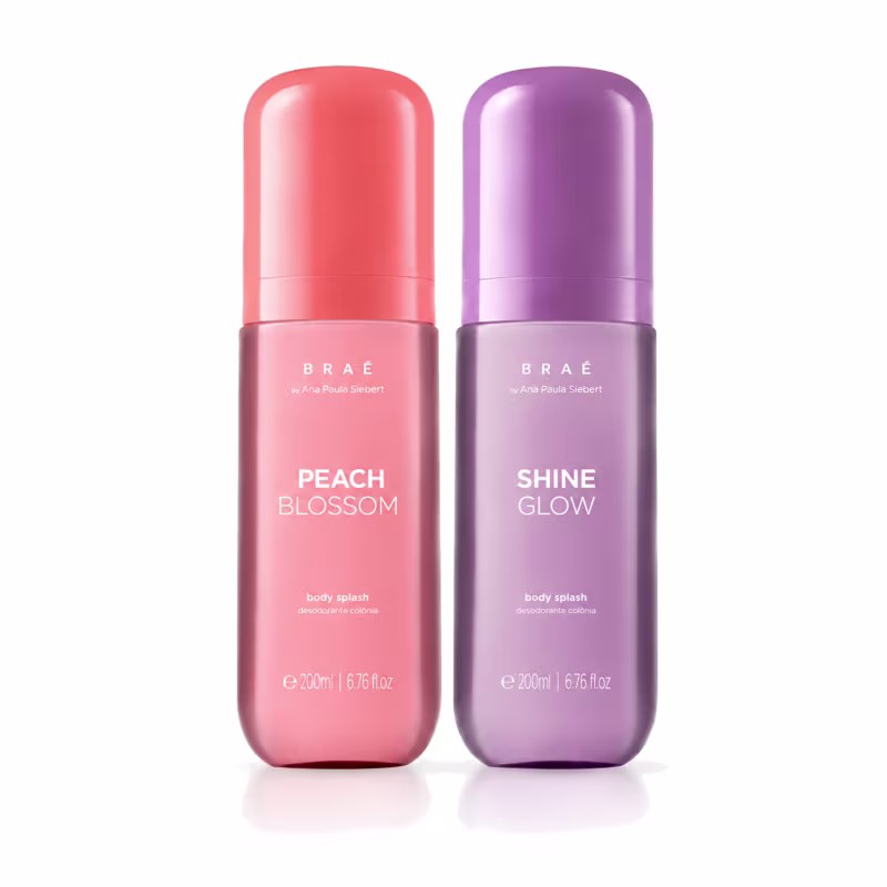 Kit Duo Braé by Ana Paula Siebert Body Splash Shine Glow Desodorante Colônia 200ml + Body Splash Peach Blossom 200ml