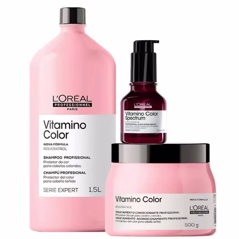 Trio L'Oréal Professionnel Vitamino Color Spectrum Brillance Miroir Salon (3 Produtos)