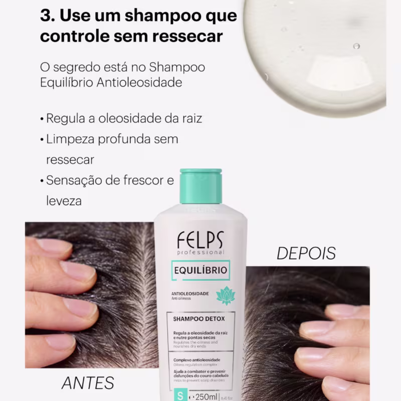 Kit c/2 Equilíbrio Felps - Shampoo Antioleosidade + Condicionador Nutrileveza.