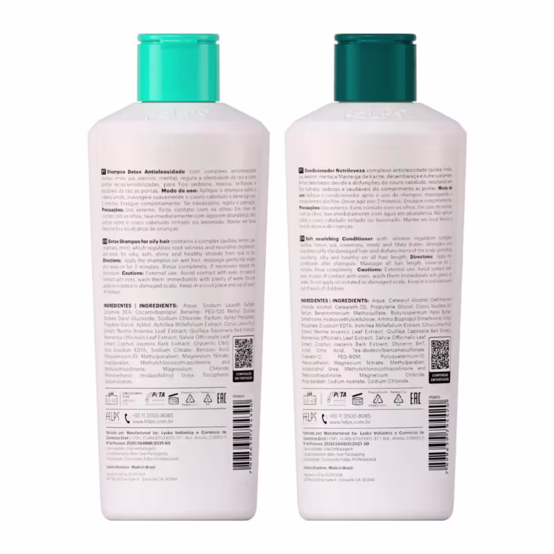 Kit c/2 Equilíbrio Felps - Shampoo Antioleosidade + Condicionador Nutrileveza.