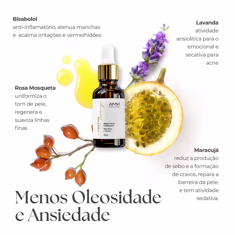 Amvi Cosméticos Naturais Sérum Purificante Bioactive Maracujá – Óleo Facial 30ml