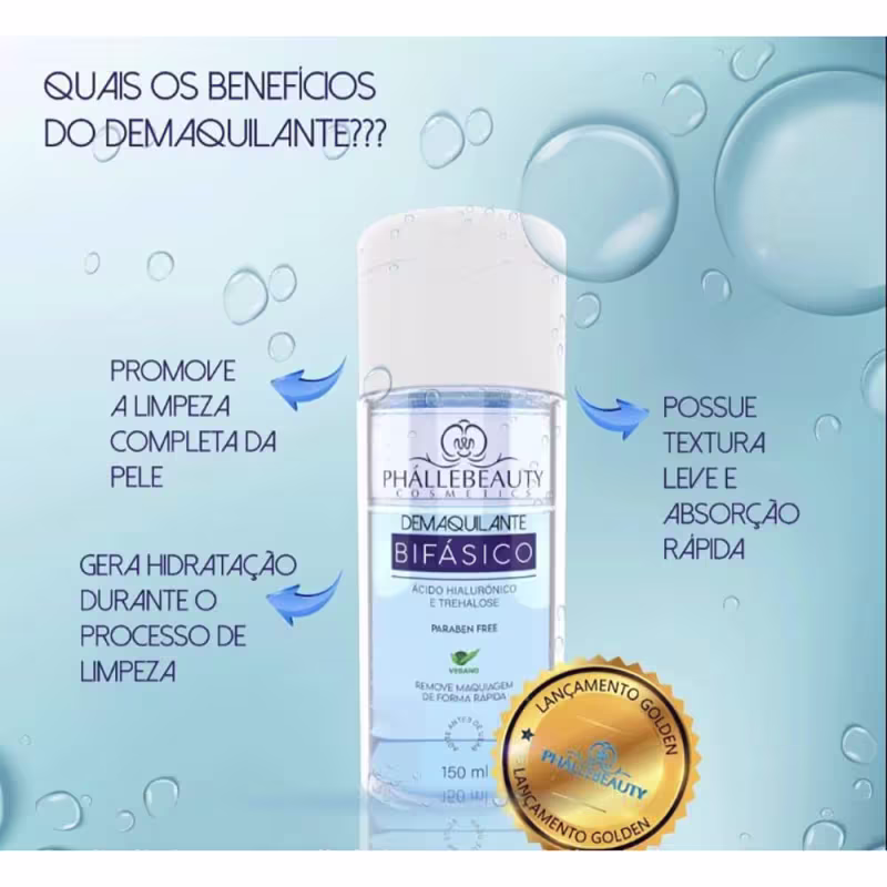 Phállebeauty - Demaquilante Facial Bifásico com Ácido Hiarurônico 150ml